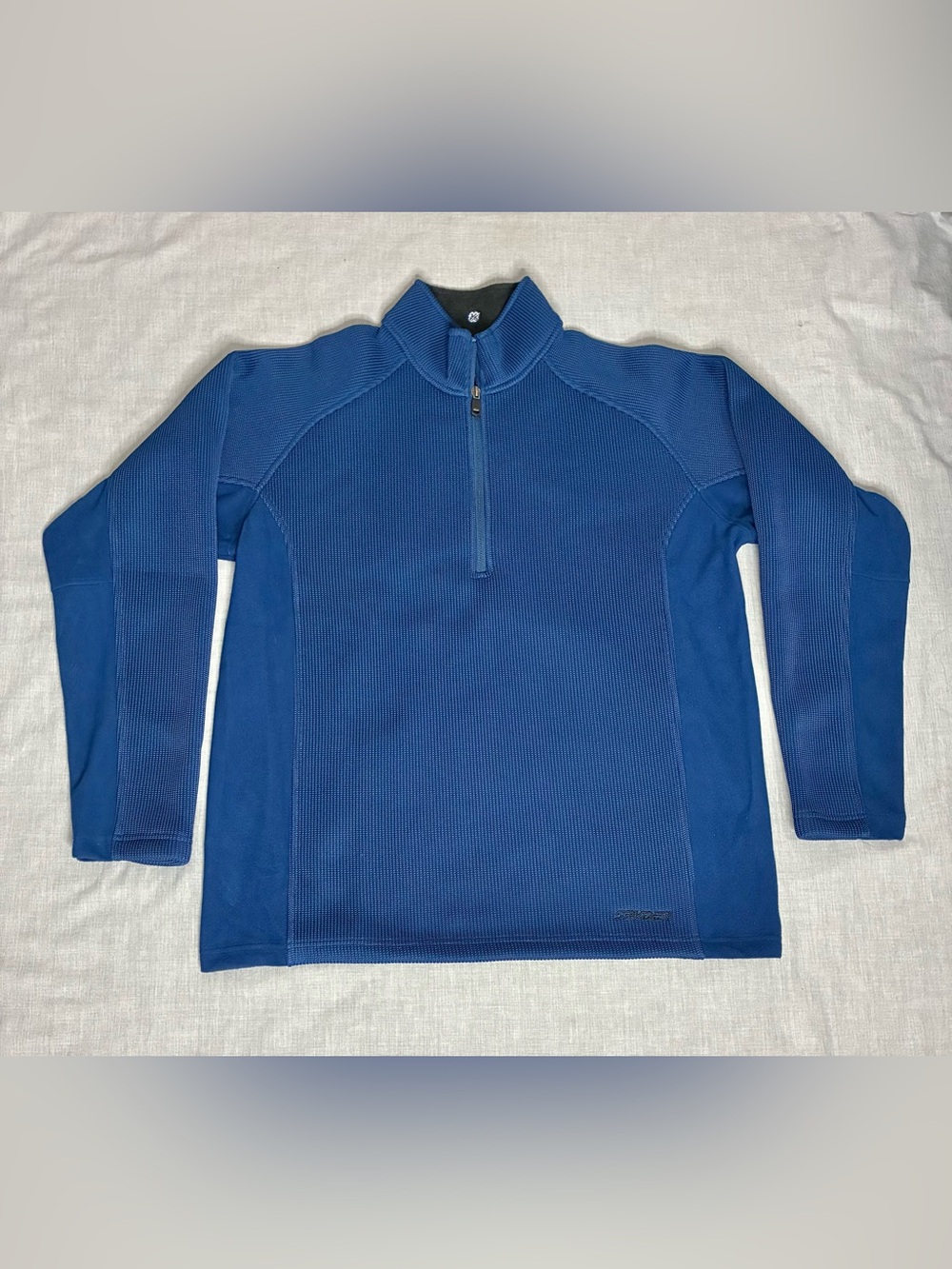 Spyder Men’s Blue Midweight Core With Fleece On Sides Quarter-Zip Pullover Sz XL